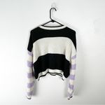 American Eagle  Striped Color Block Cropped Long Sleeves Sweater Size Large Photo 1