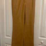 Meshki Women's Tan Faux Leather High Waist Straight Leg Pants Trousers Small NEW Photo 3