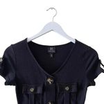 Derek Heart Black V-neck Short Sleeves Knitwear Oversized Buttons SZ S #1269 Photo 1