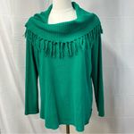 Rafaella  Cowl Neck Fringe Long sleeve Sweater Womens‎ XL Spring Soft Boho bright Photo 1
