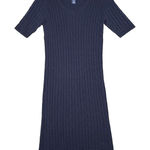 Susan Graver Dress Womens XS Navy Blue Cable Knit Ribbed Sweater Dress Preppy Photo 0