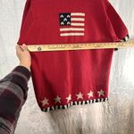 Quacker Factory  Sweater Large Red Star Stripe Sequin Flag Cardigan Short Sleeve Photo 9