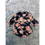 Rue 21  Blue Pink Floral Rose 3/4 Bell Sleeve Crochet Insert Blouse Medium Photo 1