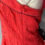 Anthropologie Anthro Floreat Top Sz 8 Orange Brown Square Neck Pleated Cottagecore Embroidered Photo 3