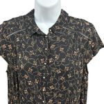 Free People Women's Floral PrintRomper Button Front Short Sleeve Black Size S Photo 2