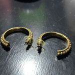 Oscar de la Renta Vintage  Signed 1990's 1-7/8" Gold Tone Textured Hoop Earrings Photo 3