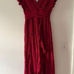 Altar'd State NWT Altar’d State Midi Ruffle Dress in Burgundy Red Size XS Holiday Party Guest Photo 0