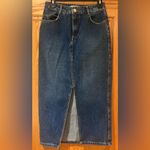 ZARA 70s Blue Cotton Denim Jean Front Vent Midi Skirt Size Small Photo 2