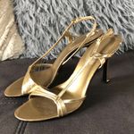Nine West Gold Tone Open Sling Back Heeled Sandals Photo 0
