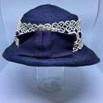 Vintage Union Made Blue & White Floral Lace Hat Photo 4