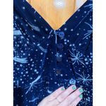 Urban Outfitters  Star Print Velvet Slip Dress XS Navy Celestial Midi Dress Photo 2