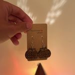 Handmade NWT Fall Pumpkin Wooden Layered Textured Engraved Earring Photo 3