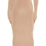 Naked Wardrobe  Figure It All Out Dress Maxi Bodycon Long Sleeve Coco Tan XS Photo 0