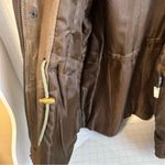 Vintage Coat Women Large Brown Leather Utility Chore Hood Patch Pocket western Photo 6