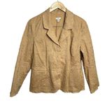 J.Jill Ginger 100% Cotton Boho Embroidered Lined Blazer Jacket Size 12 p Tan Tan Photo 8