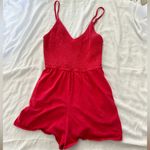 Wild Fable  red smocked spaghetti strap cotton romper with pockets Photo 1