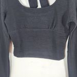 Band of Gypsies Band of the Free Black Crop Top NWT Size Small Ribbed Knit Long Sleeve Top Photo 2