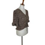 Essue  Leopard Print Ruffle Sleeve Ruched Crop‎ Blouse Top Large Trendy Y2K Chic Photo 2