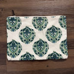 Pottery Barn  Pouch Bag‎ White Green Floral Print Photo 3