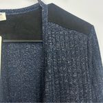 Yelete NWT Navy Blue/Black Metallic Open Front Long Lightweight Cardigan Small Photo 4
