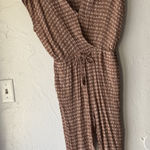 VICI Jumpsuit Womens Small Brown White Short Sleeve Waist Tie Soft Rayon Romper Photo 0