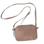 Dusty Pink Small Trendy Crossbody Faux Leather Suede Double Zip Bag Photo 2