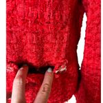 ZARA  Woman Red Tweed Bouclé Blazer Jacket,Parisian Chic, Statement Piece M Photo 4