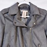 Philosophy  Women's Long Sleeve Faux Leather Zip Up Moto Jacket Charcoal Gray M Photo 3