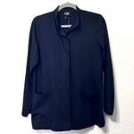 Eileen Fisher Button Front Shirt Tunic Wool Blend Smock Tunic Black Small Photo 11