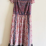 Haute Hippie Maxi Dress Boho Flutter Sleeve Cotton Flounce Hem Floral Sz 12 Photo 0