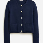 J.Crew Women's Emilie Sweater Lady Jacket Gold Button Cotton Cardigan Size XL Black Photo 0