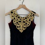 Vintage 90’s Jessica McClintock Gunne Sax Red Velvet Gold Lace Neck Dress 3/4 Size undefined Photo 1