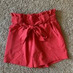Grace Karin  Red Paperbag Ruffle Hem Shorts Pockets Elastic Waist Tie Women Small Photo 0