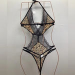 Leopard One Piece Lingerie With Back & Neck Tie & Adjustable Straps. New Black Size undefined Photo 2