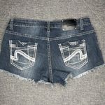 Red Rivet  Jean Shorts Size 7 Denim Cut Off Frayed‎ Raw Hem Thick Stitch Pockets Photo 1