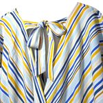 Eloquii  Striped V-Neck Bell Sleeve Midi Dress in Blue/Yellow/White Photo 6