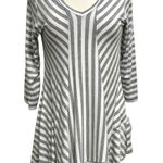 Comfy USA Striped Tunic Top Asymmetrical Jersey Knit Gray White size Medium Photo 0