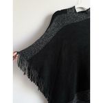 Steve Madden Black Sparkly Knit Poncho Fringe Pullover Cape One Size Fits Most Photo 3