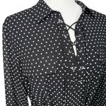 Tahari Dress 14 Shift Knee Length Layered Belted Lace Up Polka Dot Career Office Photo 3
