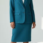 Pendleton Vtg  Classic Skirt Suit Sz 12 Women Virgin Wool Turquoise Blue Business Photo 0