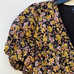 Piper & Scoot Exclusive Womens XS black and yellow floral midi wrap dress Photo 5