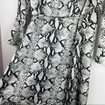 525 America Satin Snakeskin Print Wrap Dress Sz Medium Ruffle Bell Sleeve Photo 11
