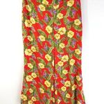 Urban Outfitters Womens Crop Pants Wide Leg Floral Colorful Buttons Red Yellow 6 Photo 0