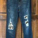 Judy Blue  Jeans Women 5 27 Skinny Leopard Patch Distressed Raw Hem High Rise Photo 0