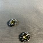 Jewelry set of Necklace, Earrings and ring (SZ 9) Silvertone Yellow/Green stone Silver Photo 12