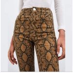 ZARA  Brown High Waist Snakeskin Print Skinny Jean Pants Size 4 Photo 2