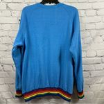 Aviator Nation Crewneck Rainbow Rib Sweatshirt Broken-In Cotton Blend Sky Blue L Photo 1