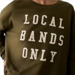 Pilcro Anthropologie  Womens Local Bands Only Crop Sweatshirt Olive Green Small Photo 2