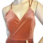 Lulus  whimsical romance pink velvet faux-wrap maxi dress slits size medium.#67 Photo 2