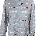 Christopher & Banks  Cardigan Sweater Multi Color Heart Size L Large Grey Photo 0